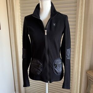 Toni Sailer Black Quilted Pocket Zip-Up Fleece Jacket US Size 4/6